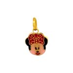 Elegant enamel minnie mouse face 22kt yellow gold pendant- FCN0004