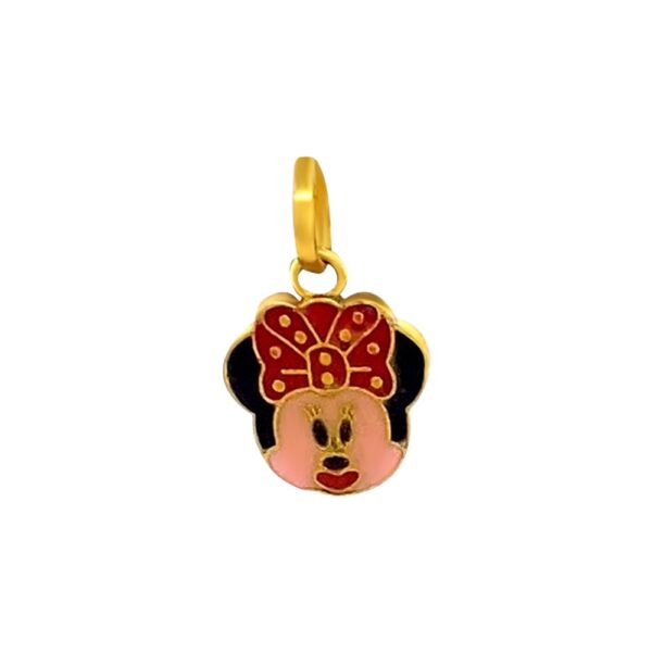 Elegant enamel minnie mouse face 22kt yellow gold pendant- FCN0004