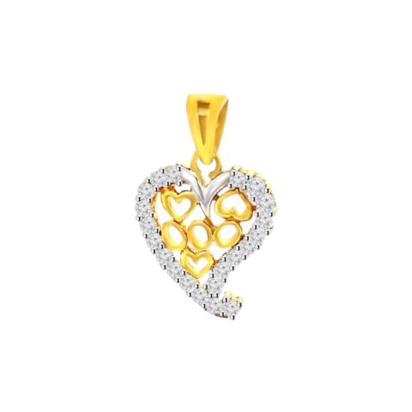 Stunning heart cutout 22kt yellow gold Cz pendant- FCPT0003
