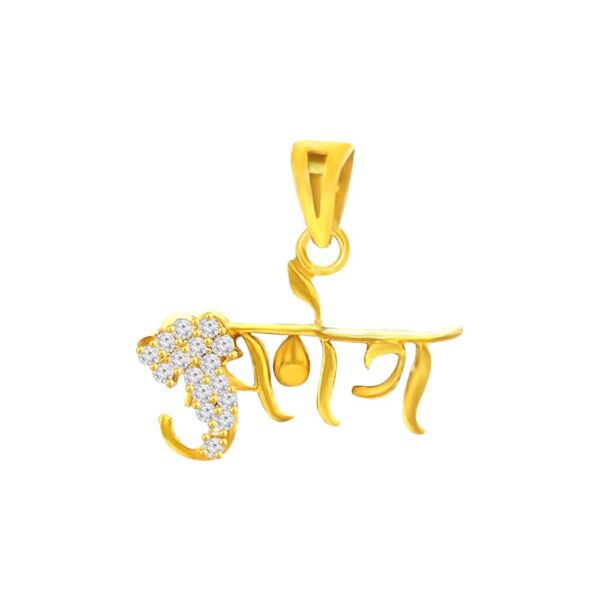 Religious lord Ganesha 22k yellow gold cz pendant- FCPT0007