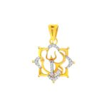 Religious trishul aum 22kt yellow gold Cz pendant    - FCPT0020