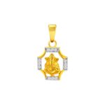 Sparkling cluster framing lord ganesh 22kt yellow gold Cz pendant- FCPT0027