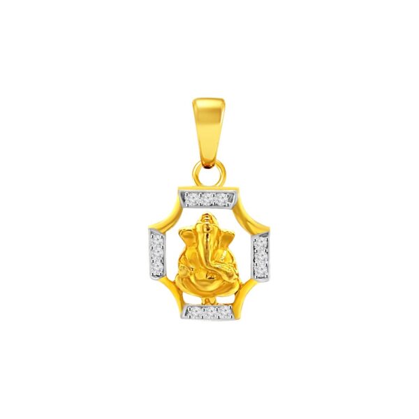 Sparkling cluster framing lord ganesh 22kt yellow gold Cz pendant- FCPT0027