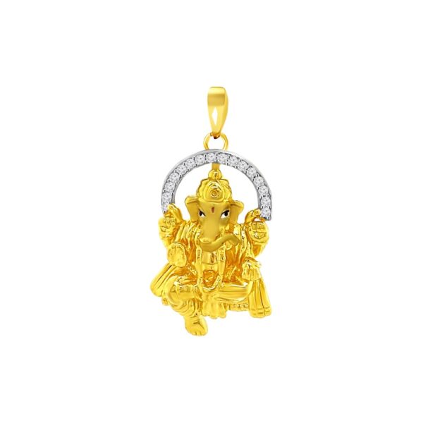 Religious lord Ganesh 22kt yellow gold Cz Pendant - FCPT0031