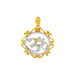 Sparkling Cluster Framing Aum 22kt Yellow Gold CZ Pendant- FCPT0035