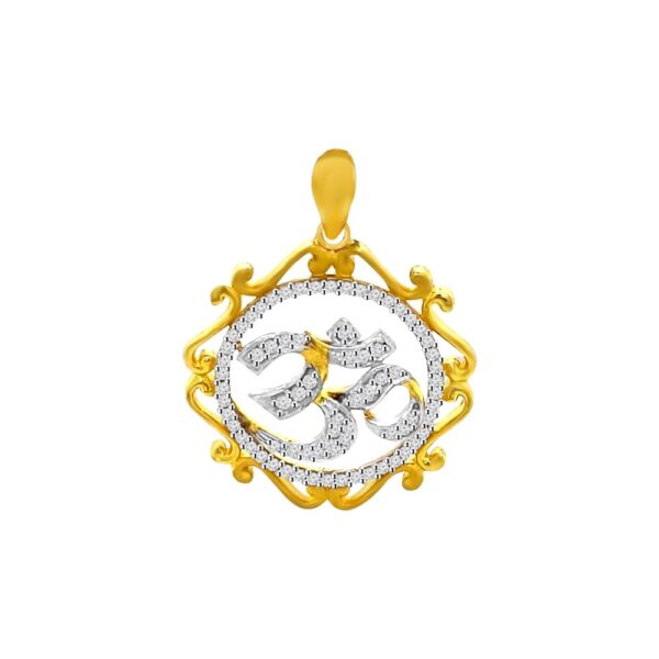 Sparkling Cluster Framing Aum 22kt Yellow Gold CZ Pendant- FCPT0035