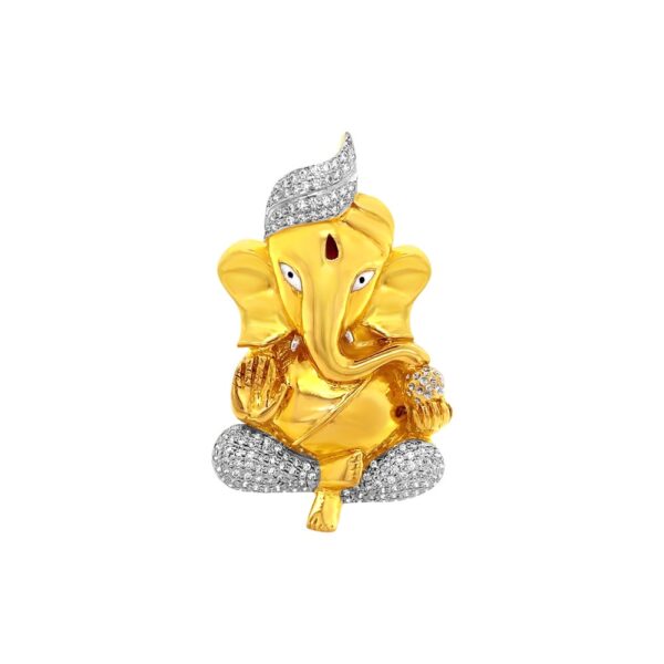 Religious lord ganesha yelow gold 22kt Cz pendant- FCPT0082