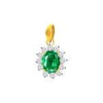 Sparkling framing gemstone 22kt yellow gold ca pendant- FCPT0101