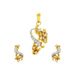 Delicate fancy yellow gold 22kt Cz pendant set - FPST0003