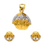 Pretty lotus floral yellow gold 22kt Cz pendant set- FPST0022