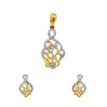 Glittering cutout yellow gold 22kt Cz pendant set - FPST0050