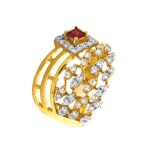 Attractive cutout design 22kt yellow gold Cz ring - FRG0063
