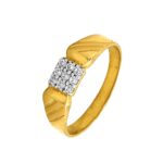 Elegant glossy finish 22kt yellow gold Cz ring - FRG0159