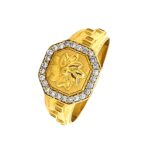 Sparkling cluster floral party wear 22kt yellow gold Cz rings- FRG0198
