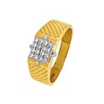 Sparkling textured casual wear 22kt yellow gold Cz ring - FRG0253