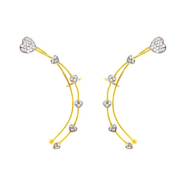 Delicate Yellow Gold 22kt CZ Ear Cuff Earring- FTOP0001