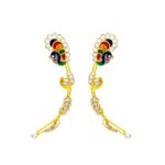 Pretty peacock yellow gold 22kt Cz ear cuff earring-FTOP0051