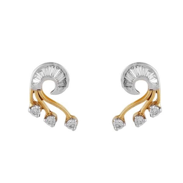 Glittering Channel Set Baguette With Prong Set Round Diamond Earring - DTP201