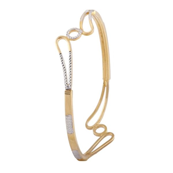 Glossy Finish Diamond Cut Curved Circle Gold Bracelet - BG1113