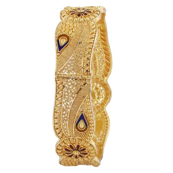 Glossy Finish Floral Diamond Cut Design Enamel Gold Bangles For Women-BG1463