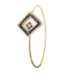 Glossy Oxidise Finish Floral Enamel CZ Studded Square Design Gold Bracelet - FBR50