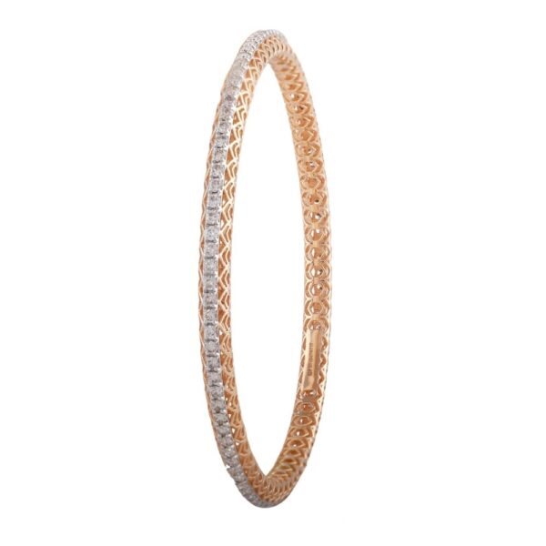 Glossy Rose Gold Eternity Diamond Bangle - DBG25