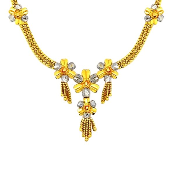 Delicate Floral Two Tone Gold 22kt Necklace- HAR0398