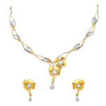 Sprakling criss-cross floral yellow gold 22kt Cz necklace set- HAS0067