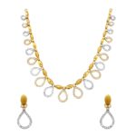 Delicate drops two tone gold 22kt Cz necklace- HAS0071
