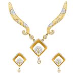 Geometric square two tone gold 22kt necklace set- HAS0155