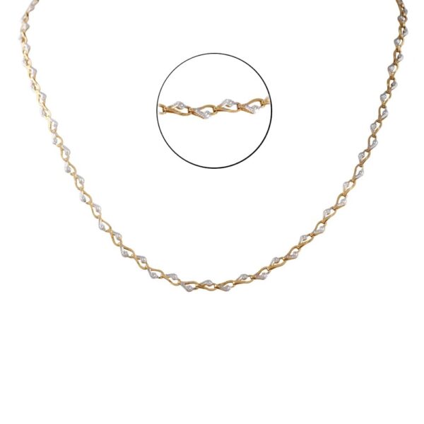 Glossy Diamond Cut Rhodhium Polish Curved Links Gold Chain - CH2930