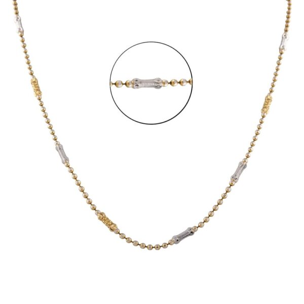 Glossy Diamond Cut Finish Rhodhium Polish Gold Bead Chain - CH1924
