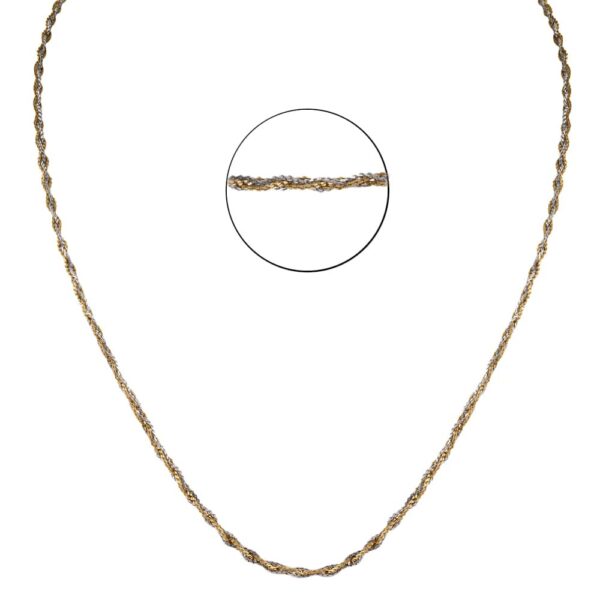 Glossy Finsih Twisted Rhodhium Polish Disco Design Gold Chain - CH1922