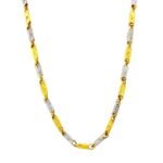 Traditional textured two tone gold 22k link chain- CHA0457