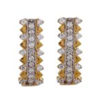 Glittering Prong Set CZ Rhodhium Polish Gold Earring - FT389